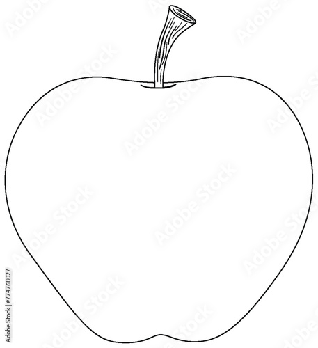 Vector line art of a single apple outline