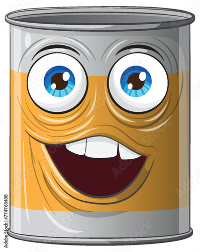 Vector illustration of a smiling tin can.