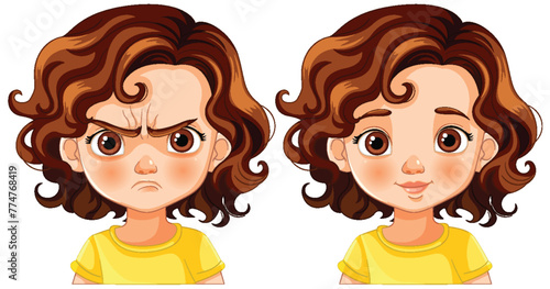 Vector illustration of contrasting emotional expressions.