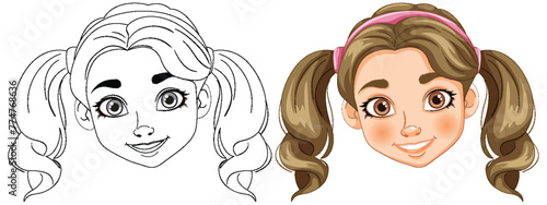 Transformation of a line drawing to a colored character