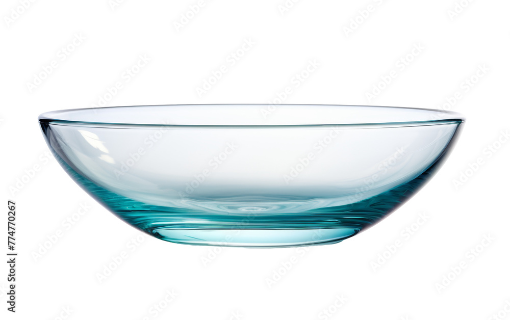 A blue glass bowl gracefully rests upon a pristine white table A blue glass bowl gracefully rests upon a pristine white table