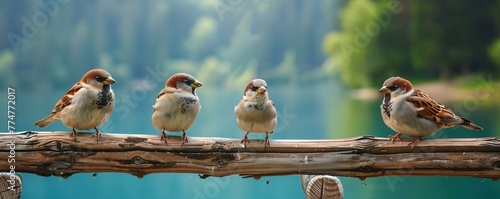 Birds of a Feather A Pair of Sparrows Perched on a Branch Generative AI