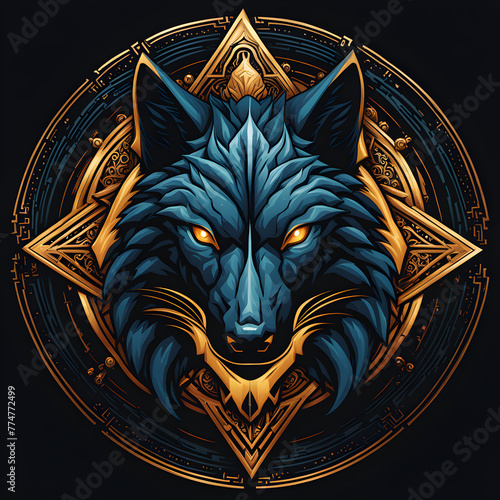 Golden wolf logo design