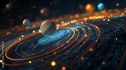 Space galaxy planet background with stars. AI generative.