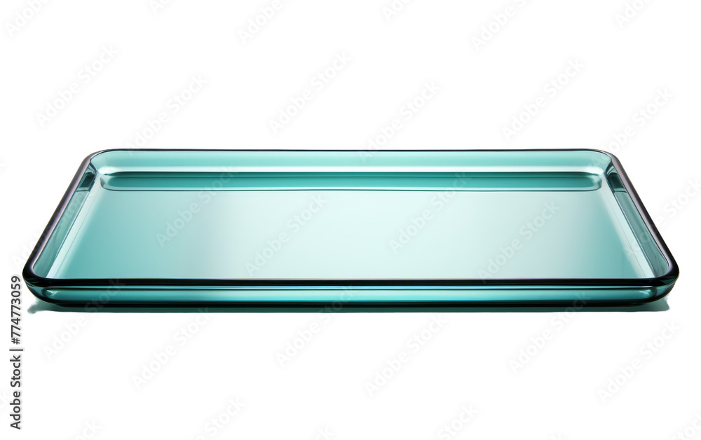 Glass tray with handle gracefully displayed against a clean white background Glass tray with handle gracefully displayed against a clean white background