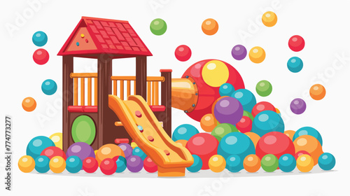 Slides playhouse and many colorful balls in ball  photo