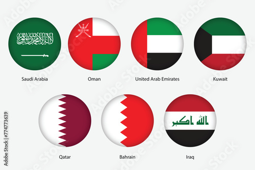 flags of gulf countries as fabric badges photo