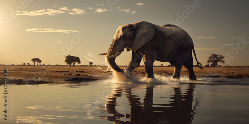 Elefante se banhando na água photo