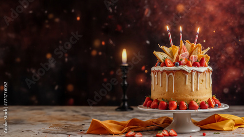 Obraz na płótnie Festeggia con Stile- Torta di Compleanno per Aggiungere un Pizzico di Magia alla Tua Festa w salonie