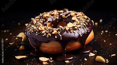  Donuts adorned with luscious chocolate glaze and s caeca photo