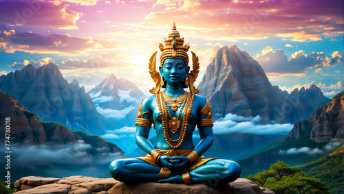 Vishnu - The preserver and protector of the universe. Vishnu is known for his incarnations (avatars), including Rama and Krishna photo