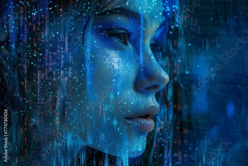 A blue binary serenade, the digital song of AI