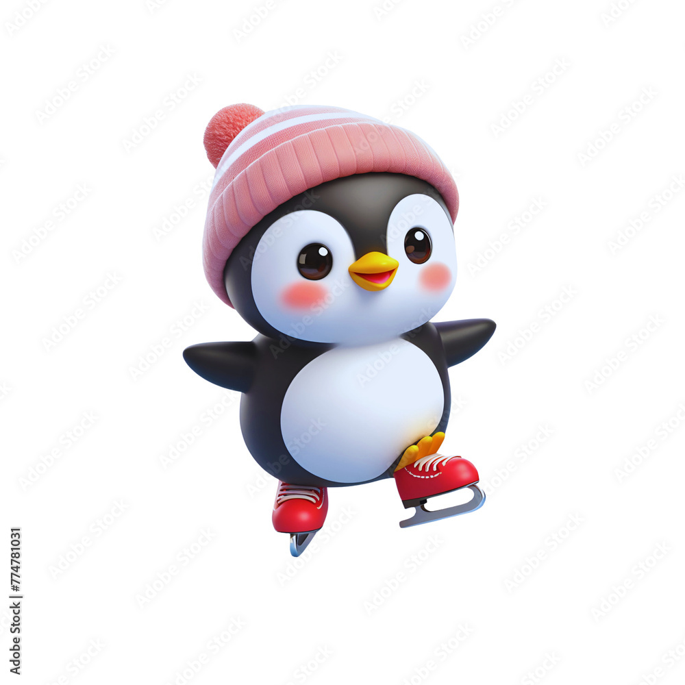 Obraz premium Cute penguin happy 3D render illustration