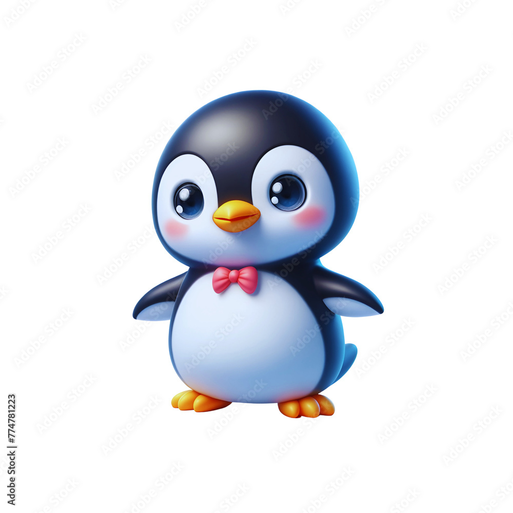 Fototapeta premium Cute penguin happy 3D render illustration