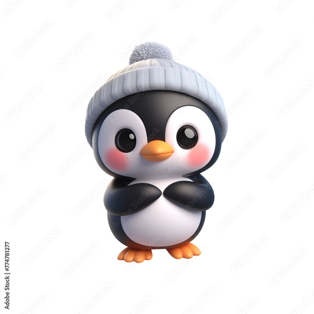 Obraz premium Cute penguin happy 3D render illustration