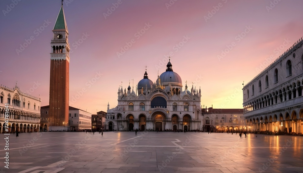 Majestic Twilight Shot Of The Piazza San Marco An