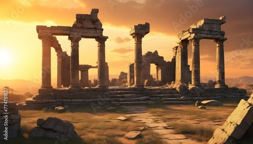 Majestic-Ancient-Ruins-Against-A-Golden-Sunset-Ba- 2
