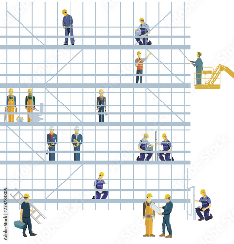Handwerker auf der Baustelle,  illustration