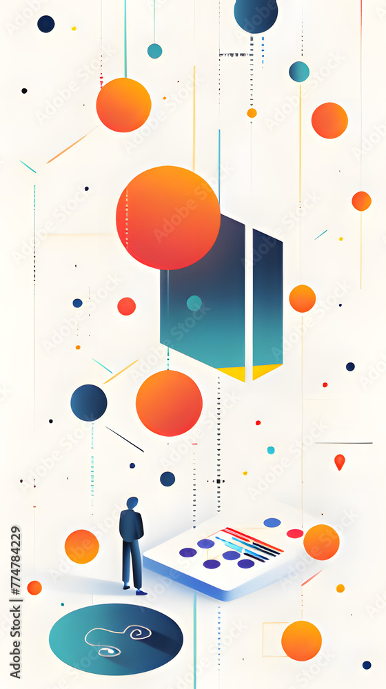abstract background with circles and squares. Generative AI abstract background with circles and squares. Generative AI