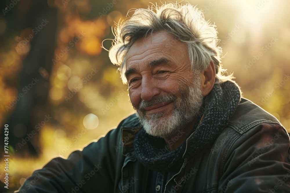 Portrait of a happy senior man in the autumn park. Elderly people concept. Portrait of a happy senior man in the autumn park. Elderly people concept.