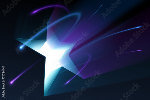 Star shape with neon light rays effect