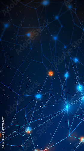 Wallpaper Mural Connected lines and dots on dark blue background Torontodigital.ca