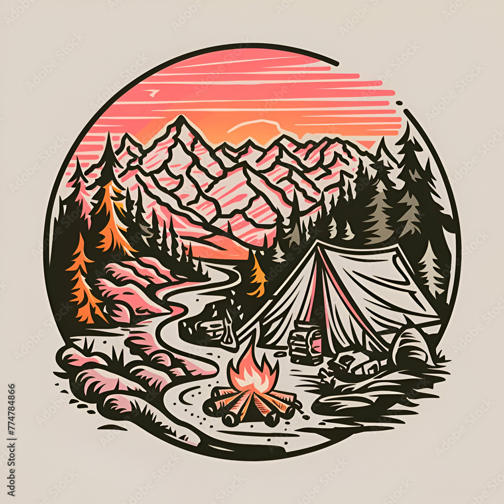 Tshirt Design with mountain scene Tshirt Design with mountain scene