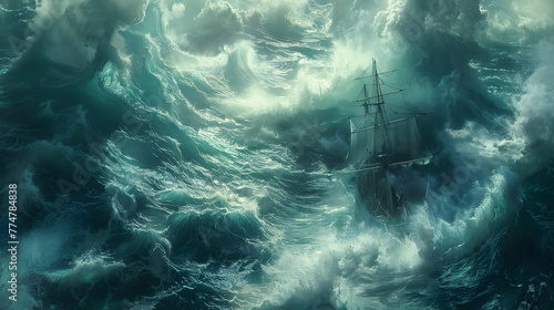 Pirate ship in storm Punk Fluff enthusiasts exploring the mystery of the Bermuda Triangle