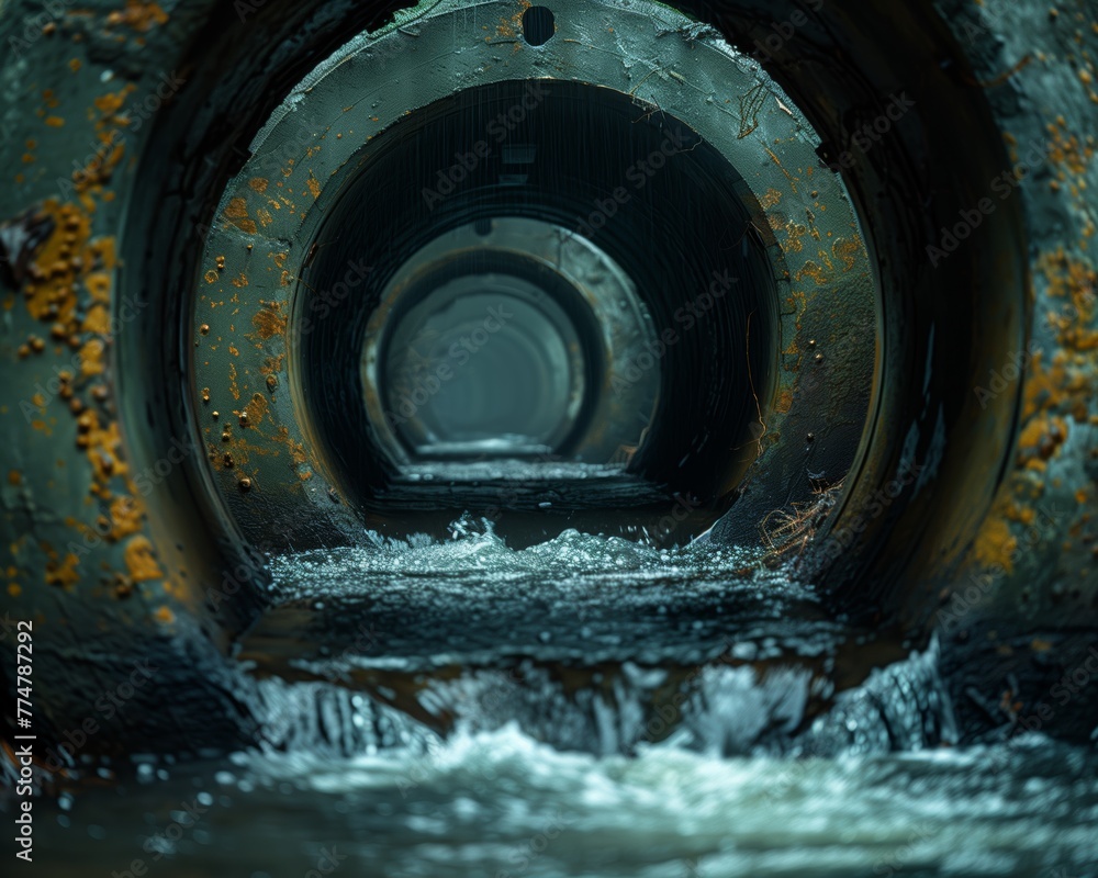Glimmering Light in Damp Drainage Tunnel Glimmering Light in Damp Drainage Tunnel