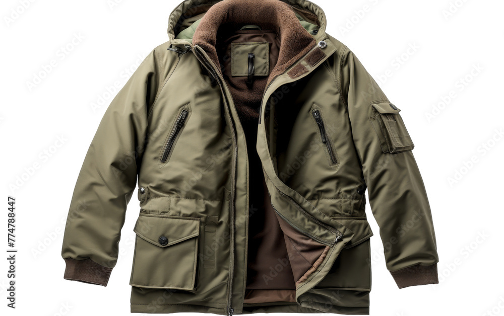 A hooded jacket with a luxurious fur lining A hooded jacket with a luxurious fur lining