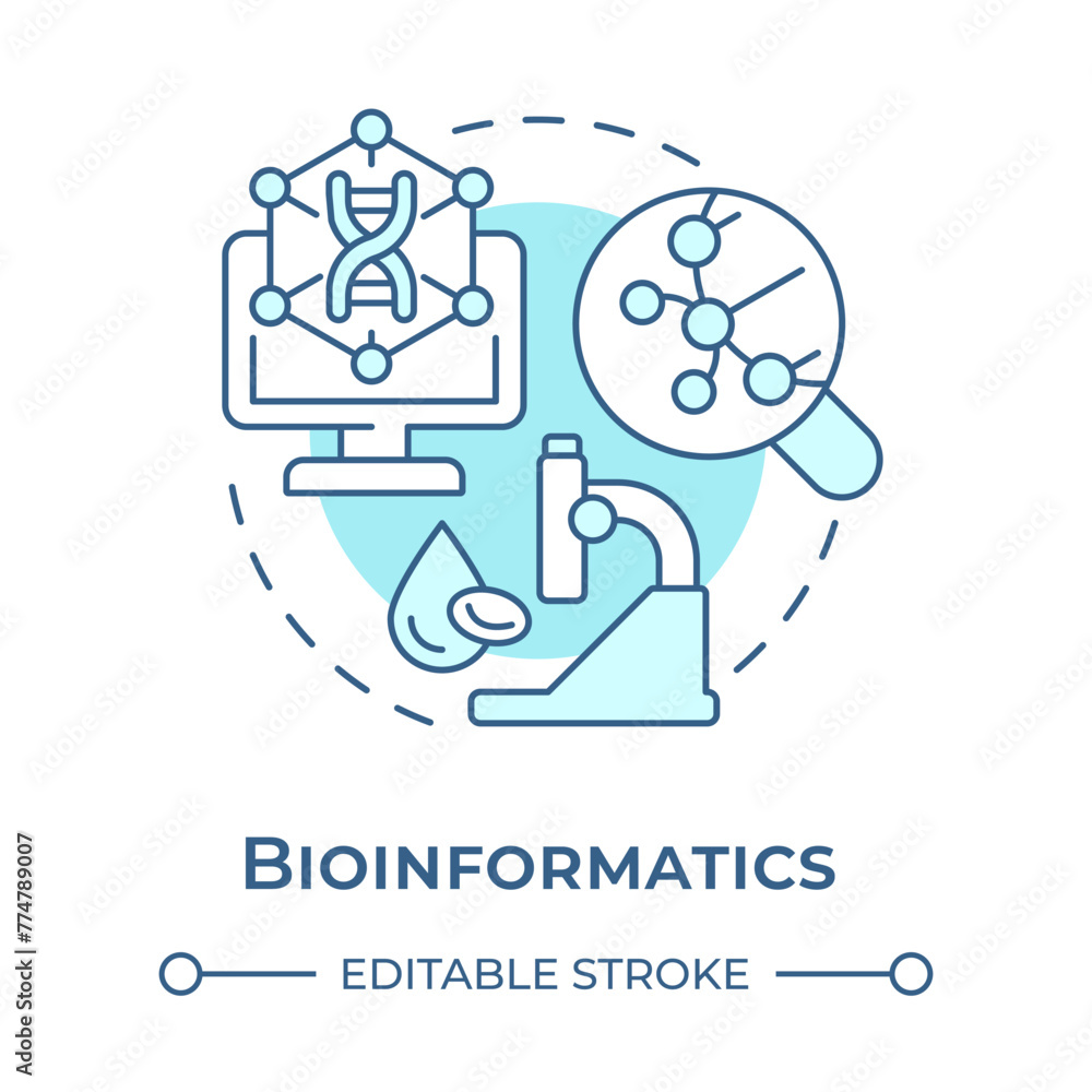 custom made wallpaper toronto digitalBioinformatics soft blue concept icon. Software for analysing biological data. DNA analysis. Round shape line illustration. Abstract idea. Graphic design. Easy to use in presentation