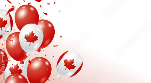 Canada day banner design of balloons on white background with copy space Vector illustration © ArtBackground