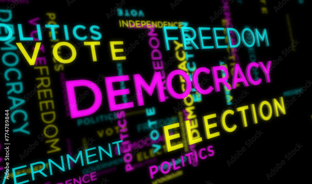 Democracy kinetic text abstract concept illustration Democracy kinetic text abstract concept illustration