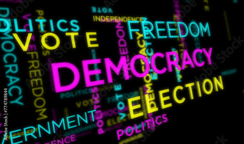 Democracy kinetic text abstract concept illustration