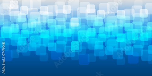 White 3D Translucent Square Layers Pattern on White and Blue Gradient Background - Wide Scale Vector Design, Multi Purpose Template photo