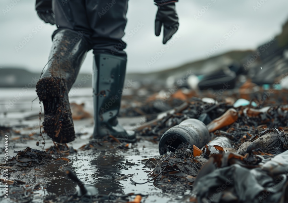 Obraz premium Environmental Beach Cleanup Effort