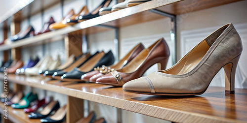 women's shoes stand on the shelves