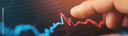 Close-up of hands wringing over a graph showing market crash photo