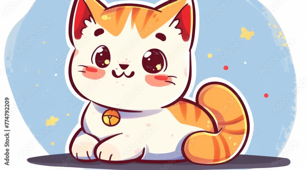 Cartoon Cat With Bell Around Its Neck Cartoon Cat With Bell Around Its Neck