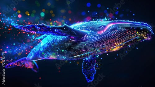 Sea whale, abstract neon background. photo