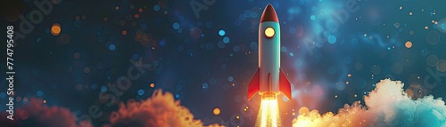 An illustration of a rocket launching into space symbolizing ambition and the drive to succeed