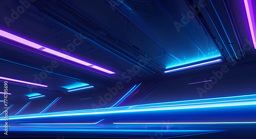 blaues neon Futuristischer Raum