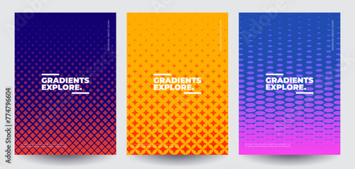 Minimal covers design. Cool gradient colors. Geometric halftone gradients. Eps10 vector.