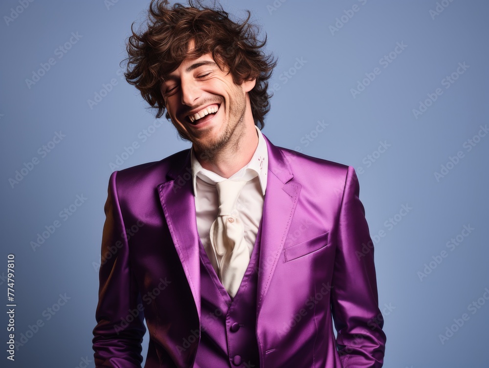 Fototapeta premium Smiling Man in color Suit and White Shirt