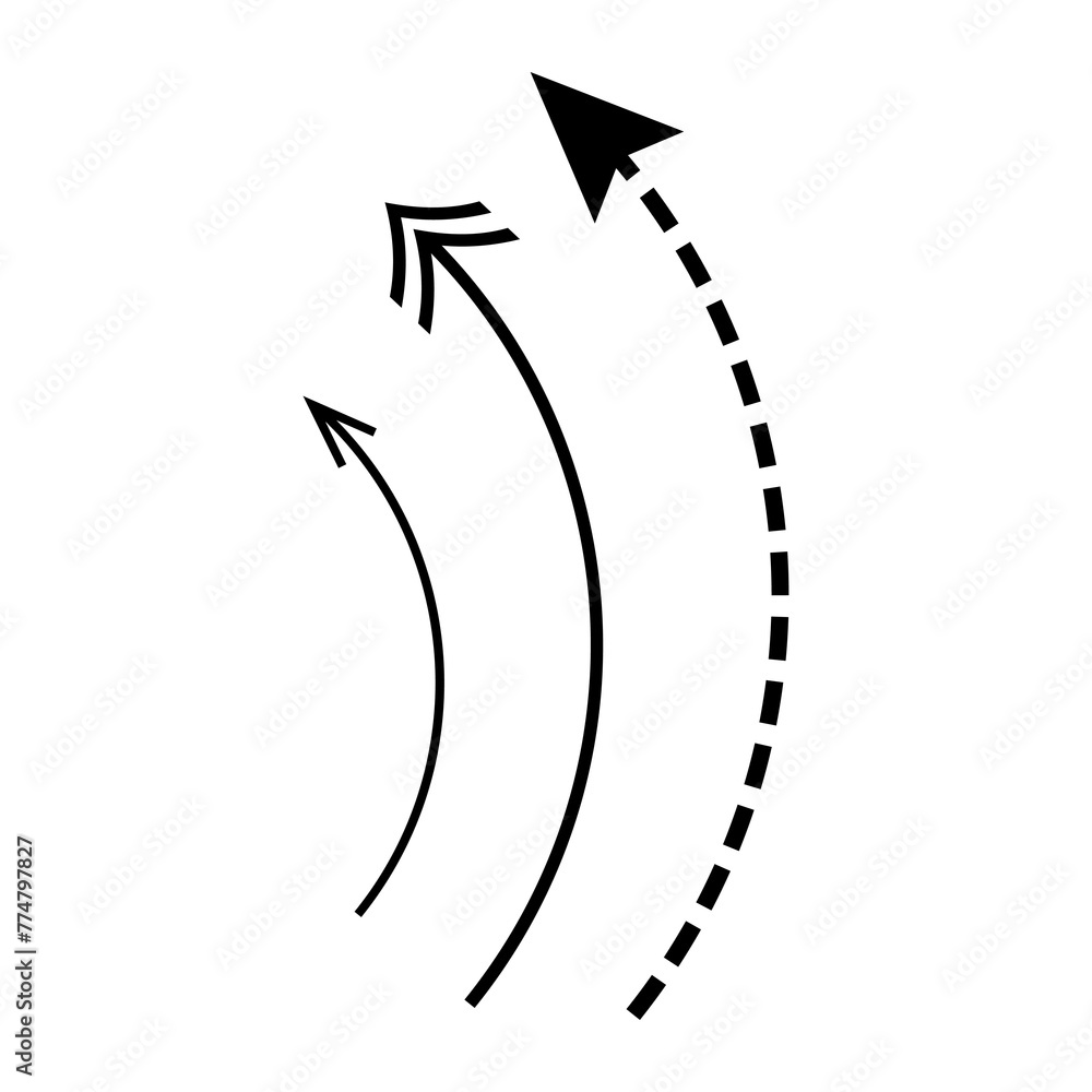 Set of simple black line arrows.