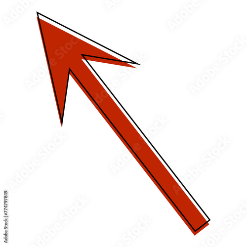 Red arrow on a transparent background