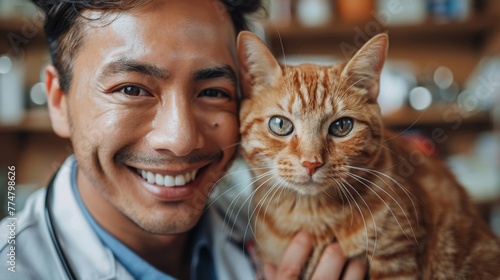 With a contagious smile, this veterinary pro embodies joy in pet care. Cats under their watchful eye receive top-notch treatment and endless affection.
 photo