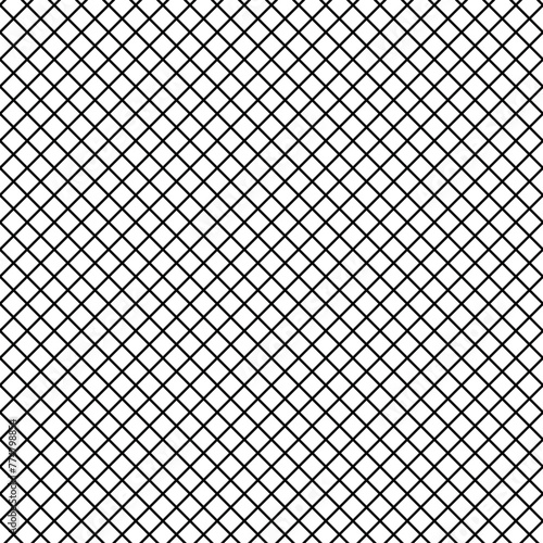 grid pattern, diagonal squares, black and white crossing slanted lines - vector seamless repeatable texture