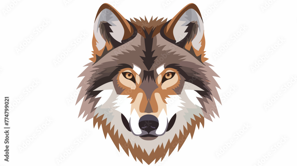 Fototapeta premium Cartoon wolf head flat vector isolated on white background