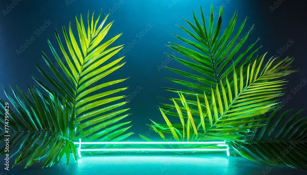Tropical Paradise: Lush Green Palm Leaves with Copy Space